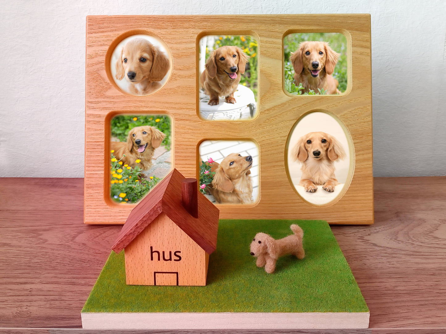 ペットメモリアルグッズのフォトスタンドセット(フォトフレーム大、ナチュラル)