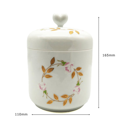 香蘭社　有田焼 ペット専用骨壺【ホワイトローズ 4寸】猫・小型犬