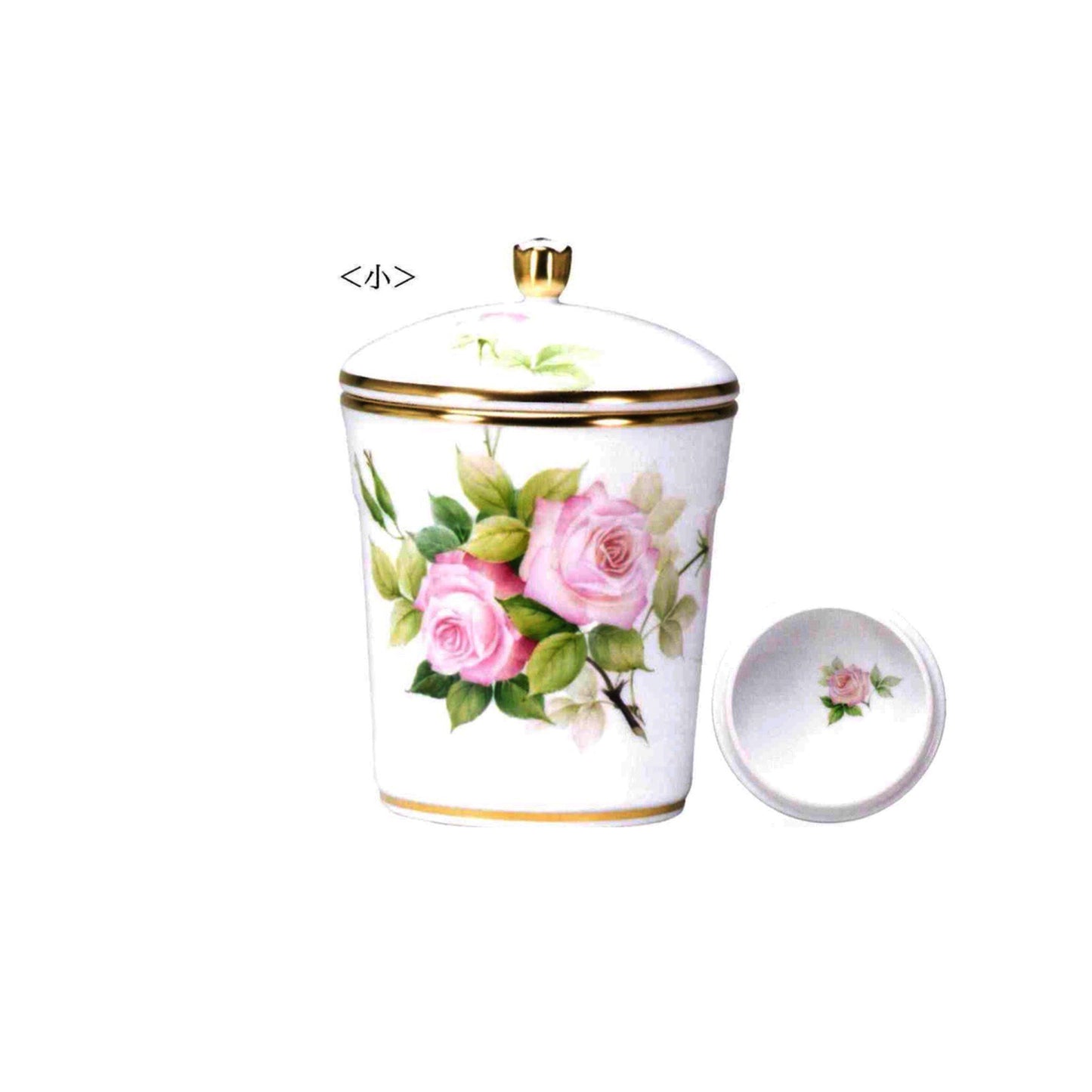 大倉陶園　ペット専用骨壺【手描きバラ（ピンク）】