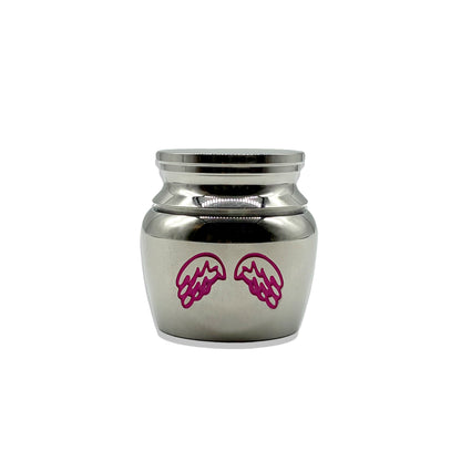 ステンレスミニ骨壺（L）【足あと・エンジェル】