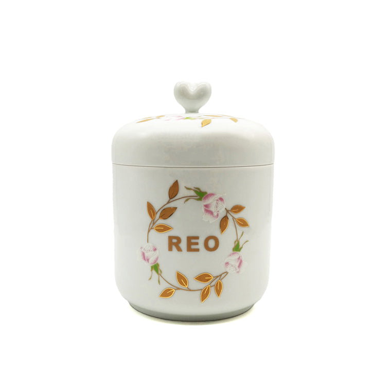 香蘭社　有田焼 ペット専用骨壺【ホワイトローズ 4寸】猫・小型犬