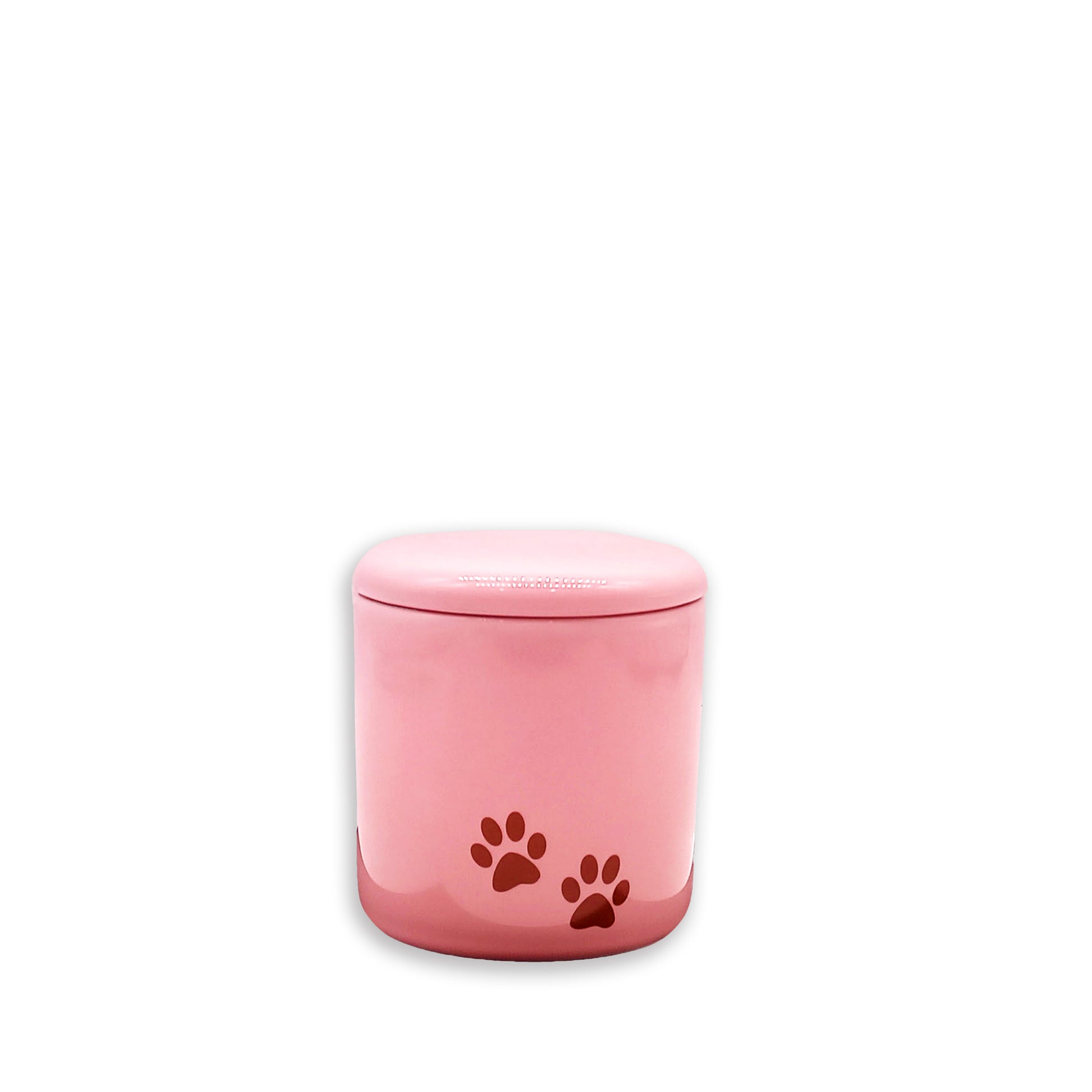 足あと模様のピンクのミニ骨壺